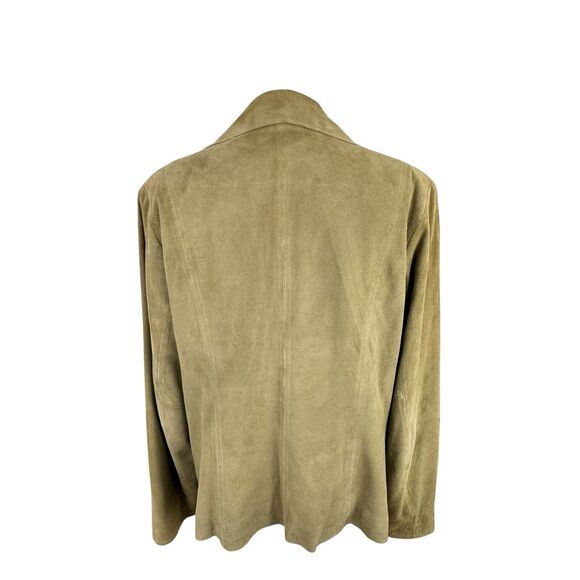 Jones New York Collection Women Suede Leather Jacket Sz 12W/JNY Sz 0X Green Fall - Picture 3 of 16